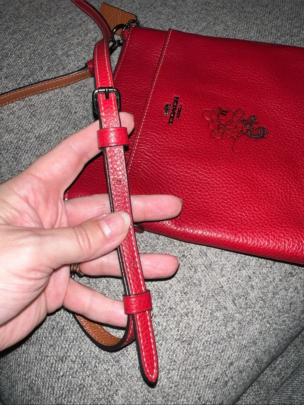 Coach x Disney Minnie Mouse Red Pebbled Leather Crossbody EUC